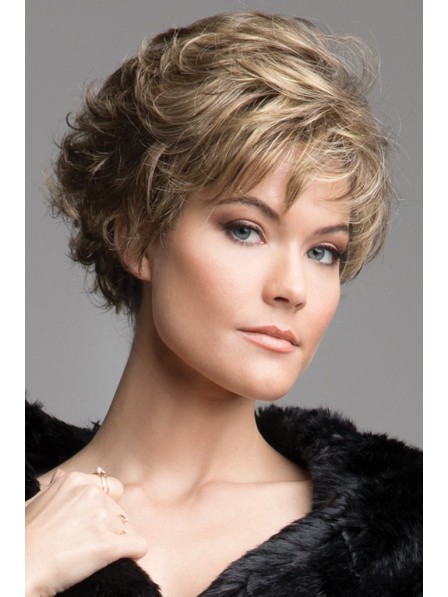 short shag wigs with face framing layers and wispy fringe