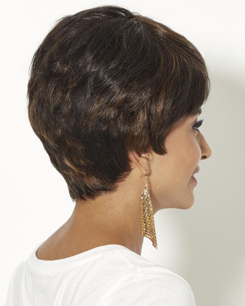 Human Hair Pixie Wigs With Short Wavy Layers And A Tapered ...