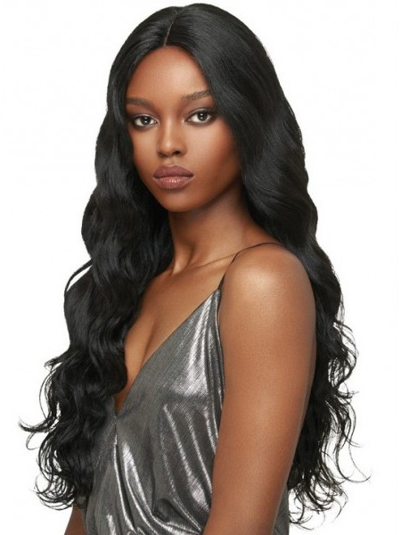 Beautiful black women's water wavy hair long human hair wigs