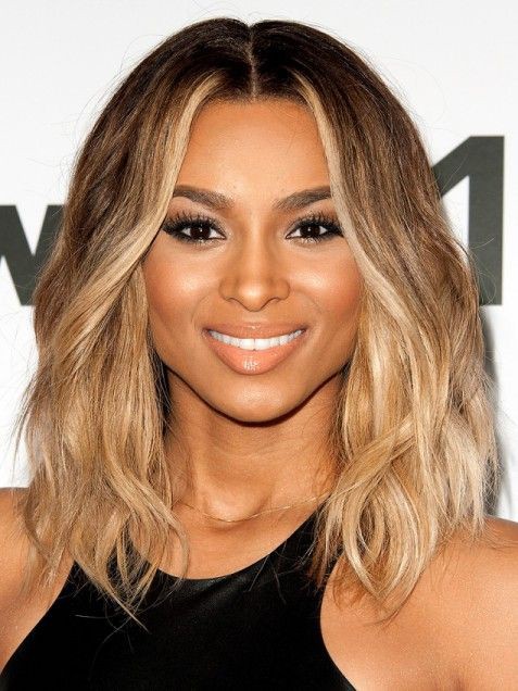 Middle part blonde wavy human hair wigs for black women