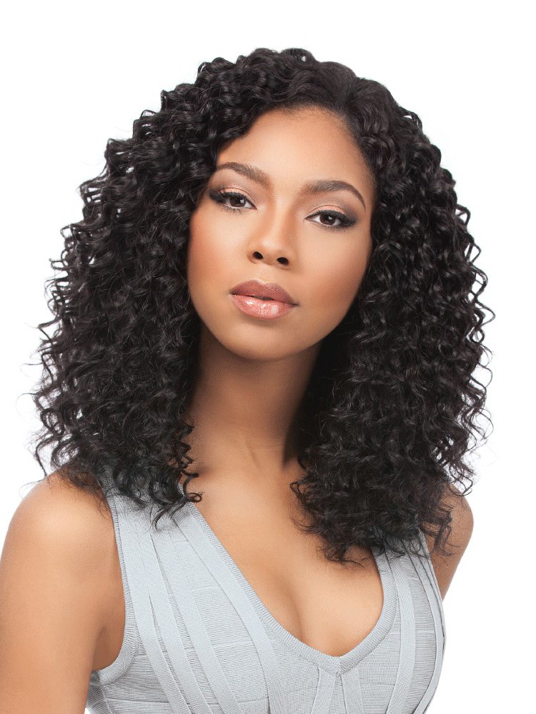 black shoulder length curly hairstyle wig