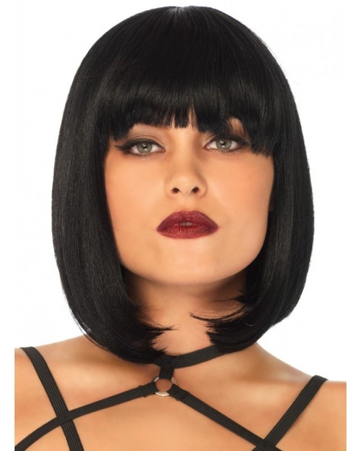 Synthetic Fancy Medium Black Bob Wigs, Best Wigs Online Sale - Rewigs.com